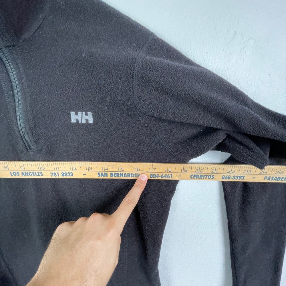 Helly Hansen Fleece Sweater Women M Black Quarter Zip Logo Hike Outdoor Polartec - Picture 11 of 12